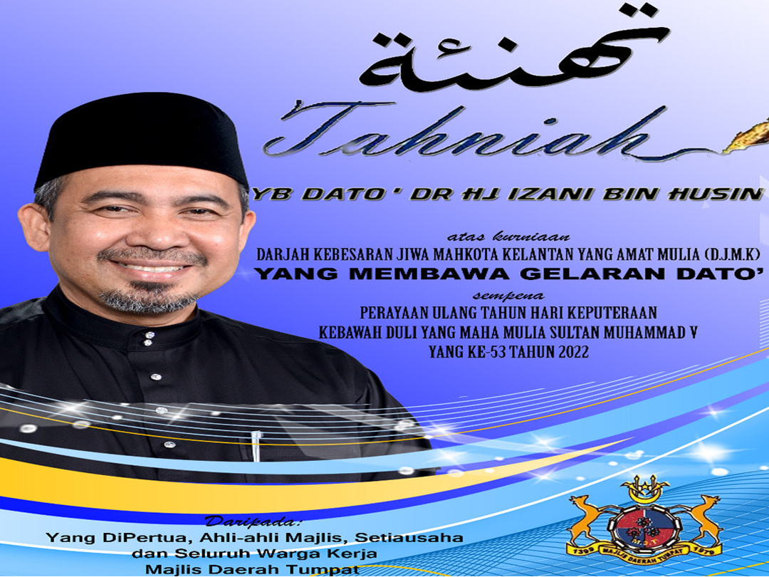 Sekalung tahniah buat YB. Dato' Dr Izani Bin Husin atas kurniaan Darjah Kebesaran (D.J.M.K)